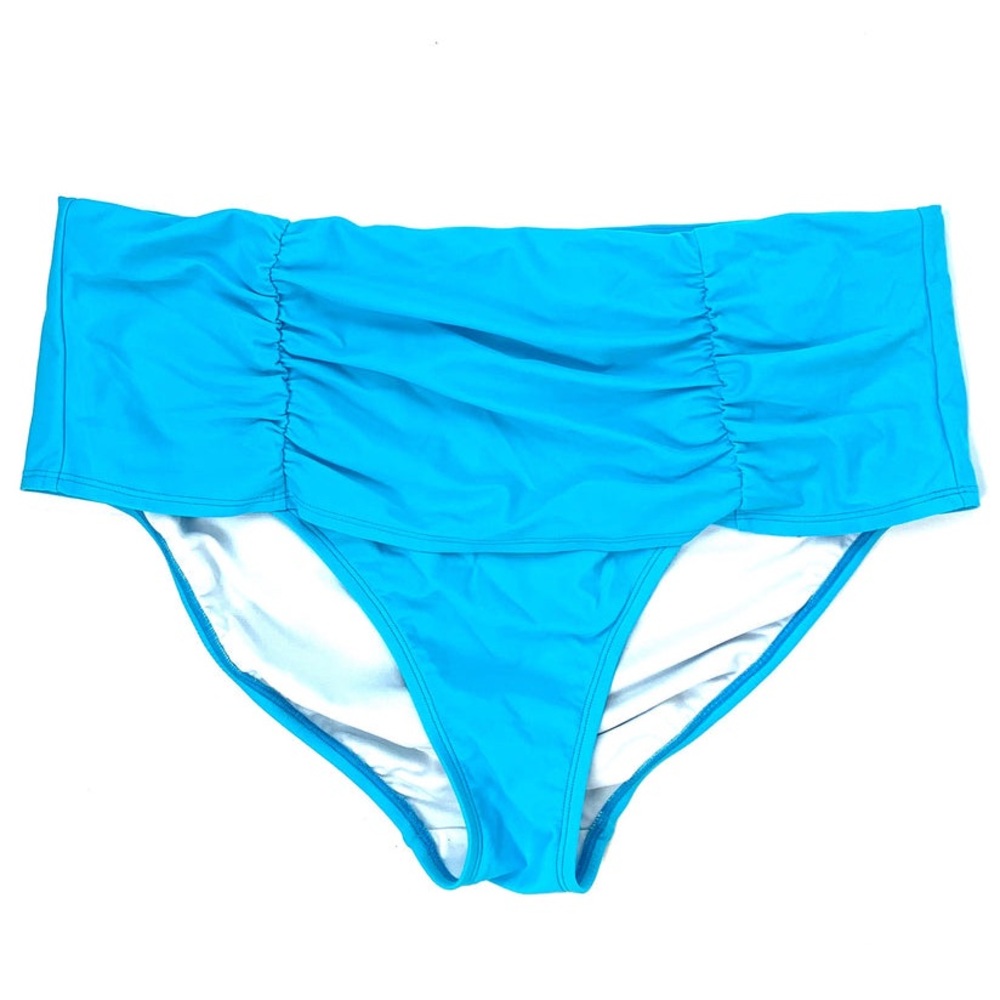 Oxford Beach Light Blue Ruched Bathing Suit Bottom